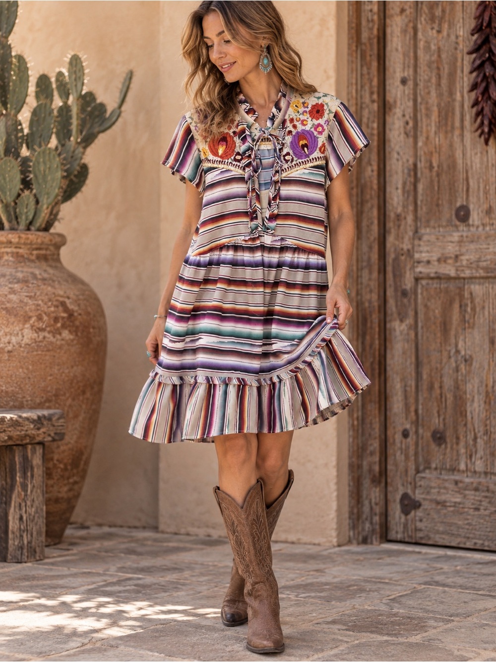 DOUBLE D RANCH SERAPE SANTA RITA FLOUNCE RUFFLE SUNDRESS SIZE SMALL NWT